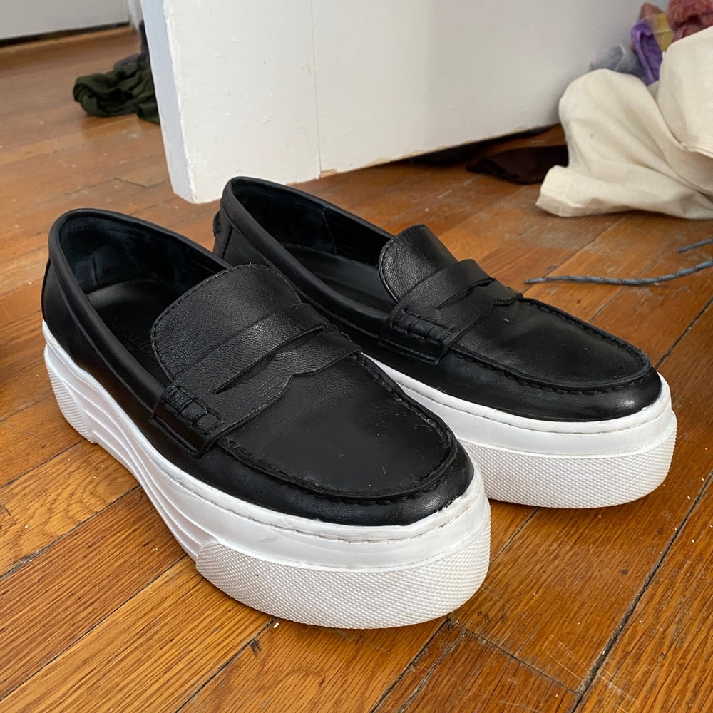 J-slides Women's Ava Slip On Platform Loafer Sneakers leather